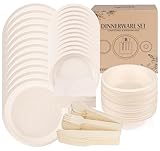 ilauke 170 Stück Einweggeschirr Pappgeschirr Set,Kompostierbar &...