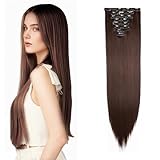 8 Teile Set Clip In Extensions Haarverlängerung Echthaar Voller Kopf 66cm...
