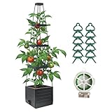 JQTOP Tomatentopf mit Rankgitter und Wasserspeicher, Selbstbewässernder...
