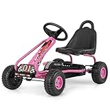DREAMADE Gokart mit Handbremse & verstellbarem Sitz, Tretauto Tretfahrzeug...