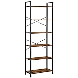 VASAGLE Bücherregal 6 Ebenen, Standregal mit Stahlrahmen, freistehendes...