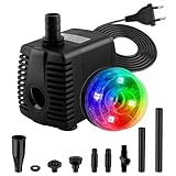 NATPOW Springbrunnenpumpe Aussen mit LED, RGB Teichpumpe für Miniteich,...