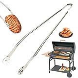 2024 Neue BBQ Sausage Turning Tongs, Grillzange aus Edelstahl mit Rädchen...