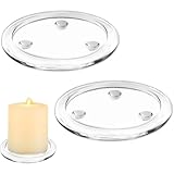 Glas-Runde Kerzenteller Untersetzer, 2 Stück 10 cm/4 Zoll Transparent...