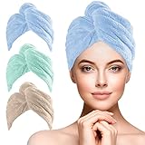 URAQT Haarturban Handtuch, 3 Stück Mikrofaser Turban Handtücher...