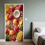 Frucht Thema Türaufkleber 3D Fruchtmuster Türtapete Selbstklebend Obst...