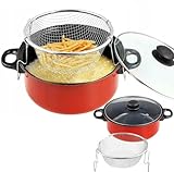 FRYER TOPF FISCH POMMES FRITES HUHN KRAPFEN SIEB FRITEUSE + KORB,...