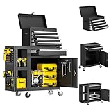 LDHTHOPI Werkstattwagen Leer 5 Fächer mit 1 Seitliche Ablagefächer,72,5 x...