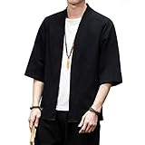PRIJOUHE Herren-Kimono-Jacken, Cardigan, leicht, lässig,...