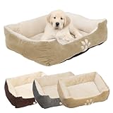 Petnic - Hundebett ca. 60x48x18 cm - Beige - Plüsch flauschig mit Rand...