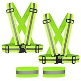 JCSJK 2PCS Reflektierende Sicherheitsweste Set + Reflektorband, Warnweste...