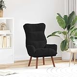 QJBSAVVA Ohrensessel Schwarz Samt Moderner Relaxsessel mit Ergonomischem...