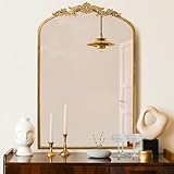 PERFNIQUE Gold Vintage Spiegel, 91 x 60 cm, gewölbter antiker...