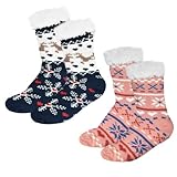 REFORUNG 2 Paar Slipper Socken Pantoffel Winter Pantoffelsocken Damen...
