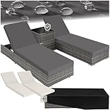 tectake® 2er Lounge Sonnenliegen Set Plus Tisch – inkl. 2 Bezugsets und...