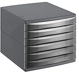 Rotho Quadra Schubladenbox / Bürobox mit 6 Schüben, Kunststoff (PS)...