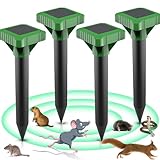 4 Stück Maulwurf Vertreiber Wühlmausschreck, Solar Ultraschall...