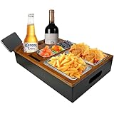 Gigtoop Couch Bar Holz, Couchbutler mit Snackschalen aus Lebensmittelechtem...