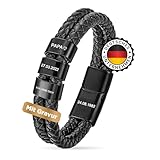 Personalisiertes Lederarmband Herren Schwarz mit Namen – Perfektes...