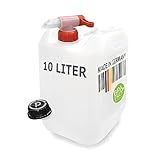 plasteo® 10 Liter Getränke- Wasserkanister Natur mit Hahn und...