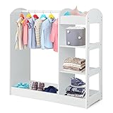 DREAMADE Kinderkleiderschrank mit Spiegel und Kleiderstange, Kinder...