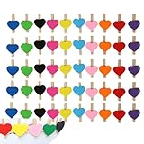 Kleine Wäscheklammern aus Holz mit Herz-Design, 0,4 cm, farbige...