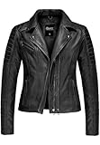 REPUBLIX Damen Echtleder Jacke Biker Zipper Lederjacke RJ-8007 Schwarz XXL