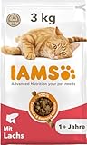 IAMS Katzenfutter trocken mit Lachs - Trockenfutter für Katzen im Alter...