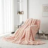 Luofanfei Plüsch Kuscheldecke Wohndecke 150x200 Rosa Samt Bubble Decke...
