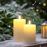 Spetebo LED Stumpenkerze geriffelt 2er Set für Außen mit Flammen Effekt -...