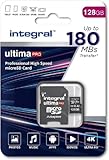 Integral 128 GB Micro SD Karte 4K Video Lesegeschwindigkeit 180 MB/s und...