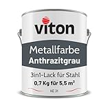 VITON Metallfarbe in Anthrazit - 0,7 Kg Metall-Schutzlack Seidenmatt -...