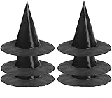 DERAYEE 6PC Hexenhut Halloween, Schwarze Hexenhut für Erwachsene, Hexen...