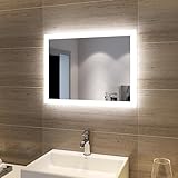 SONNI LED Badspiegel mit Beleuchtung 60×50 cm Badezimmerspiegel mit...