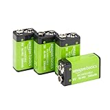 Amazon Basics 9V-NiMH-Akkus, wiederaufladbar, 200 mAh, bis zu 1000-mal...