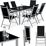 tectake® Sitzgarnitur Aluminium Klappstühle, Lounge Set mit 6X Stühle...