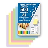 Dohe - Pastellfarbene Kopierpapiere (500 Blatt) – 5 Sortierte Farben,...