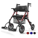 VOCIC 2 in 1 Rollstuhl Rollator Faltbar und Leicht mit Sitz,Outdoor...