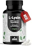 L-Lysin hochdosiert - 400 Kapseln - 800mg pures L Lysin pro Portion - Aus...