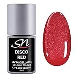 SN Nageldesign Disco Red UV Nagellack Glitzer rot 10 ml Gellack UV LED Gel...