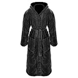 Gräfenstayn® Damen & Herren Kuschelfleece Bademantel mit Kapuze Größe...