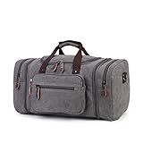 Sechunk Duffle Bag Canvas Leder Große Outdoor Schultertasche, gelb,...