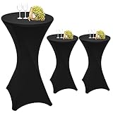 Teruntrue Stretch Stehtisch husse 3er Set Schwarze hussen stehtische 60cm,...