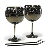 Gin Gläser Set, Edelstahl Cocktail Weingläser 2er Set, Gin Kelche für...