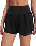 PINSPARK Sporthose Damen Kurz Sommer Laufhose High Waist 2 in 1 mit Tasche...