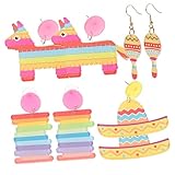 HEALEEP 4 Paare Fiesta Ohrringe Bunte Mexikanische Ohrringe für Damen...