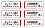Aufkleber: 37x105 mm, 6 Stück - Brandschutztür geschlossen halten -...