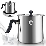 1.5L Milchtopf mit Deckel, Milchtopf Doppelwandig mit Pfeife, mit...