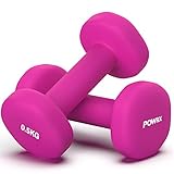 POWRX Neopren Hanteln Kurzhanteln 0,5kg Pink 2er Set I Hexagon, Gewichte,...