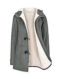 Yuson Girl Winterjacke Damen Fleecejacke Lang Warm Hornknopfjacke Einfarbig...
